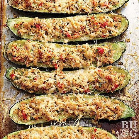 Salmon-Stuffed Zucchini Salmon Stuffed, Zucchini Recipes Baked, Zucchini Boat Recipes, Canned Salmon Recipes, Stuffed Zucchini, Zucchini Boats, Tuna Recipes, Zucchini Recipes, Seafood Dishes