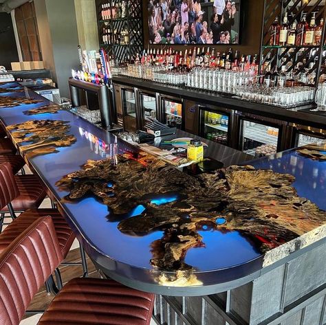 Epoxy Bar Top Ideas, River Tables, Resin Countertops, Bar Tops, Buckeye Burl, Epoxy Countertop, Forest Wood, Table Epoxy, Epoxy Table