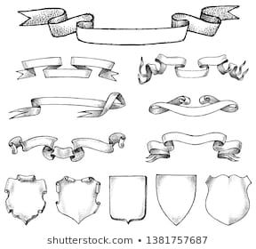 Ribbon labels ande Frame for national emblem. Heraldry in vintage style. Banners and templates for inscriptions and Coat of arms. Vector sketch Hand drawn. How To Draw Ribbon, Bald Eagle Art, Heraldry Design, Arm Drawing, Diy Coat, Photo Elements, National Emblem, Different Kinds Of Art, Eagle Art