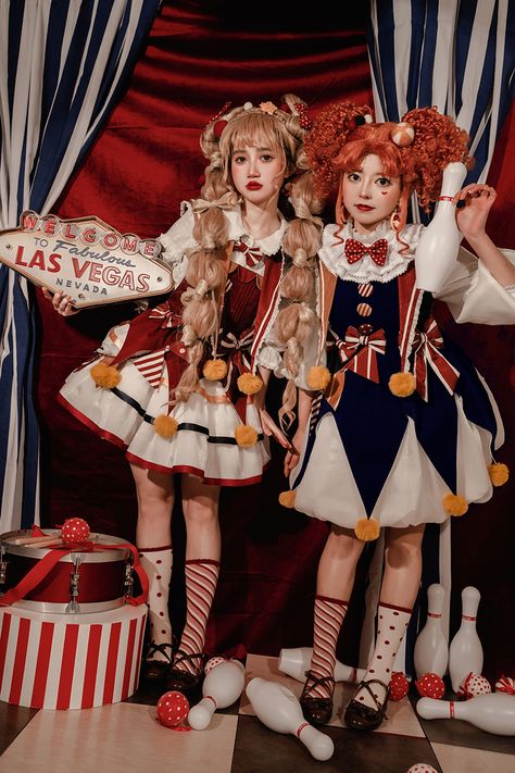 Asleep Townlet -Cloud Circus- Lolita OP Dress Valentines Characters, Circus Fashion, Circus Dress, Circus Outfits, Circus Aesthetic, Out Of Service, Dark Circus, Op Dress, Cute Clown