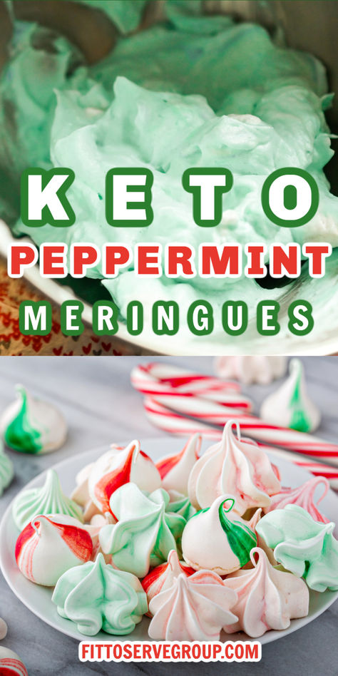 These keto peppermint meringues are just as tasty as their conventional sugar-filled counterparts, with none of the sugar spikes and carbs! Sugar-free peppermint meringues are a simple keto dessert, perfect when your need your sweet tooth silenced! This low-carb peppermint meringue cookie recipe is almost carb-free. A batch makes 70 cookies, and each serving has 0.1 net carbohydrates. Keto Meringue Cookies, Sugar Free Meringue Cookies, Sugar Free Meringue, Keto Meringue, Sugar Free Christmas Treats, Peppermint Meringue, Peppermint Meringues, Meringue Cookie, Meringue Cookie Recipe