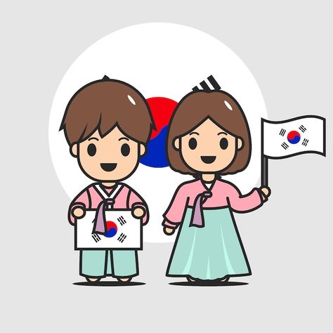 Cute korean flag character | Premium Vector #Freepik #vector #boy-illustration #cartoon #cartoon-girl #cartoon-character Korean Icons Cartoon, Korean Character Design, Korean Independence Day, South Korean Flag, Destop Wallpaper, Korean Illustration, Korean Characters, Korean Flag, Korean Cartoon