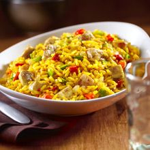 Give your everyday chicken and rice dinner a makeover with this deliciously cheesy chicken and yellow rice recipe. Simply stir flavor-packed GOYA® Yellow Rice with seasoned chicken breasts, veggies, and a handful of cheddar cheese. In 30 minutes, you have an easy, comforting weeknight meal that will chase the blahs away! Yellow Rice And Chicken, Brown Rice Casserole Recipes, Chicken And Yellow Rice Recipe, Goya Recipe, Yellow Rice Recipe, Chicken And Yellow Rice, Yellow Rice Recipes, Breakfast Desserts, Rice And Chicken