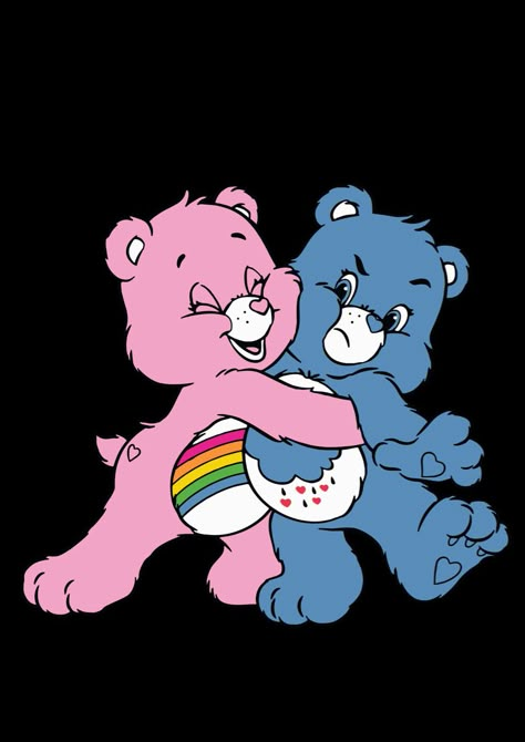 Grumpy Bear And Cheer Bear, Carebear Paintings, Care Bear Drawings, Care Bears Painting, Care Bear Art, Care Bear Painting, Blue Care Bear, Original Care Bears, Grumpy Care Bear