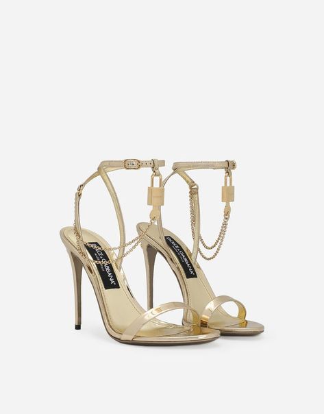 Calfskin sandals Latest Sandal, Dg Logo, Dolce Gabbana Shoes, Sandals Gold, Shoe Company, Gold Heels, Boot Bag, Leather Chain, Gold Leather