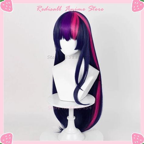 Twilight Sparkle Fluttershy Cosplay Wig Synthetic Scalp Long Straight Curly Hair Heat Resistant Anime - AliExpress Twilight Sparkle Hairstyle, Twighlight Sparkle Hair, Twilight Sparkle Hair Dye, Twilight Sparkle Hair, Twilight Sparkle Cosplay, Fluttershy Cosplay, Straight Curly Hair, Sparkle Hair, Kitty Items