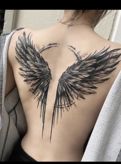 Full Back Wings Tattoo Men, Freedom Back Tattoo, Spine Tattoos Wings, Back Tattoo Angel Wings, Back Wing Tattoos For Women, Wing Tattoo Women, Angel Wing Tattoo Back, Wings Back Tattoo Women, Angel Wings On Back Tattoo