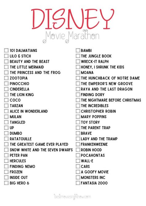 Movies Marathon List, Disney Movie Marathon List, Movie Marathon List, Movies Marathon, Disney Movie Marathon, Disney List, Disney Movies List, Disney Marathon, Movie Hacks