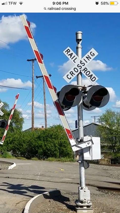 Railroad Lights, Train Crossing, Railroad Crossing Signs, Railroad Images, Railroad Crossing, Linear Park, Crossing Sign, Railroad Pictures, Train Party