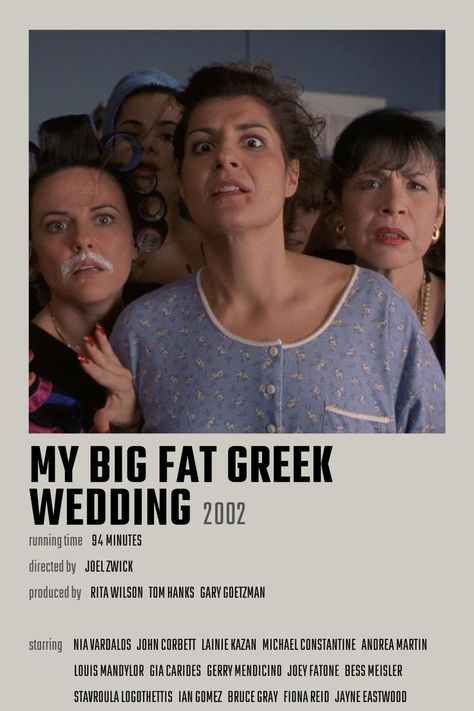 My Big Fat Greek Wedding Movie Poster Wedding Movie Poster, My Big Fat Greek Wedding, Nia Vardalos, Seven Movie, John Corbett, Joey Fatone, Wedding Movies, Chick Flicks, Greek Wedding