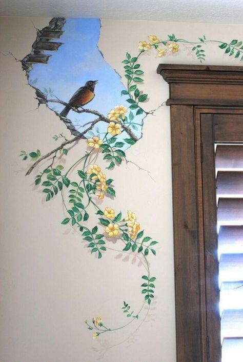 Simple Wall Paintings, Creative Wall Painting, 3d Wall Painting, Garden Mural, Wall Art Diy Paint, Diy Wall Painting, Room Wall Painting, Wall Painting Decor, Wall Murals Painted