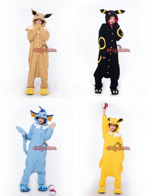 Eevee Cosplay, Pokemon Kigurumi, Matching Onesies, Pokemon Costumes, Black Onesie, Pokemon Clothes, Onesie Costumes, Cute Onesies, Animal Onesie