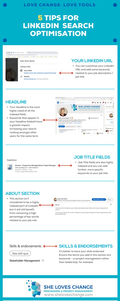 List of 5 tips for adding keywords into your LinkedIn profile to help you come up more in searches Copywriter Job Aesthetic, Linkedin Aesthetic, Best Linkedin Profiles, Linkedin Job Search, Linkedin Optimization, Marketing Degree, Linkedin Business, Social Media Marketing Planner, Linkedin Tips