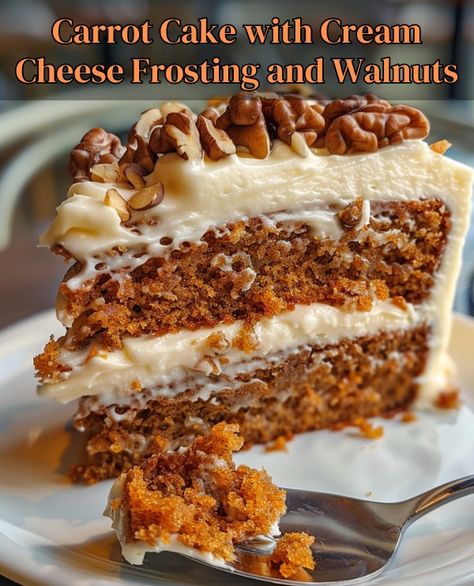 Old Fashioned Recipes Community | Carrot Cake with Cream Cheese Frosting and Walnuts: | Facebook Carrot Cake Walnut, Grandmas Carrot Cake, Brown Butter Cream Cheese Carrot Cake, Carrot Cake With Ginger Mascarpone Frosting, Grandma's Carrot Cake Recipe, Carrot Cake With Cream Cheese, Cake With Cream Cheese Frosting, Red Lobster, Old Fashioned Recipes