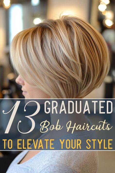 Whether you’re ready to chop off your long hair for a fresh, short look or simply want to update your existing cropped style, a graduated bob is the perfect solution. High Graduation Haircut, Beveled Bob Haircut, Graduated Bob Haircuts Short, Chopped Bob Haircut, Short Graduated Bob, Graduated Haircut, Reverse Bob, Undercut Hairstyles Women, Graduated Bob Haircuts