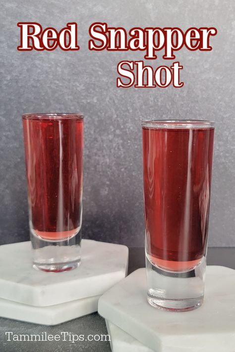 Red Snapper Cocktail Recipe, Red Colored Shots Alcohol, Red Tea Shots Recipes, Red Liquor Drinks, Crown Royal Shots, Red Shots Alcohol, Drinks With Grenadine, Cinnamon Toast Crunch Shot, Crown Drink