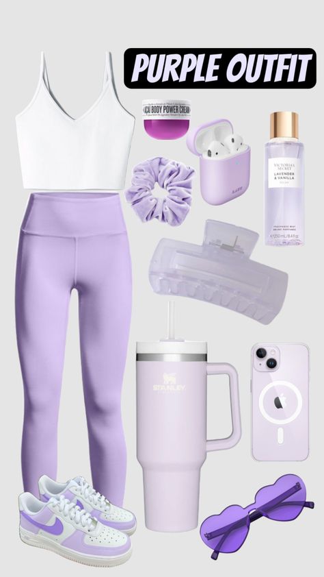 How To Style Purple Leggings, Lavender Leggings Outfit, Purple Leggings Outfit, Ball Gowns Fantasy, Plane Outfit, Outfit Sporty, Purple Outfit, Lulu Pants, Outfits Athletic