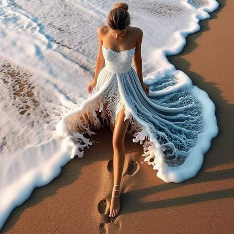 Water Dress Aesthetic, Water Dress Drawing, Water Element Outfit, Water Inspired Outfits, Wave Dress, Ocean Dress, High Fashion Dresses, Fashion Drawing Dresses, Fantasy Gowns