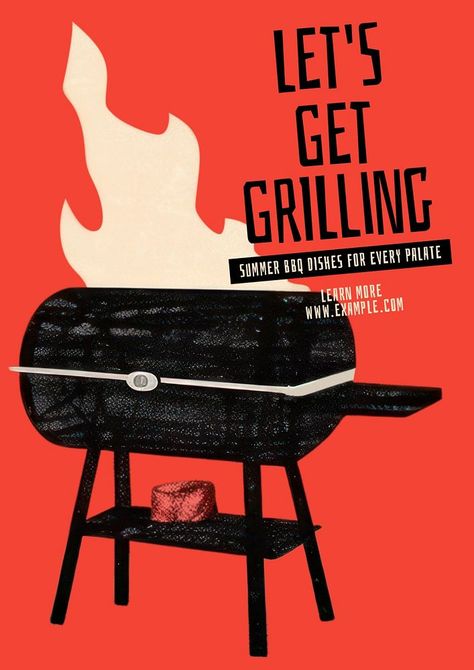 Summer bbq poster template | premium image by rawpixel.com / dunno design lab Bbq Competition Presentation Ideas, Bbq Illustration Design, Grilling Illustration, Meat Poster Design, Bbq Graphic Design, Bbq Poster Design, Bbq Social Media, Potluck Poster, Bbq Advertising