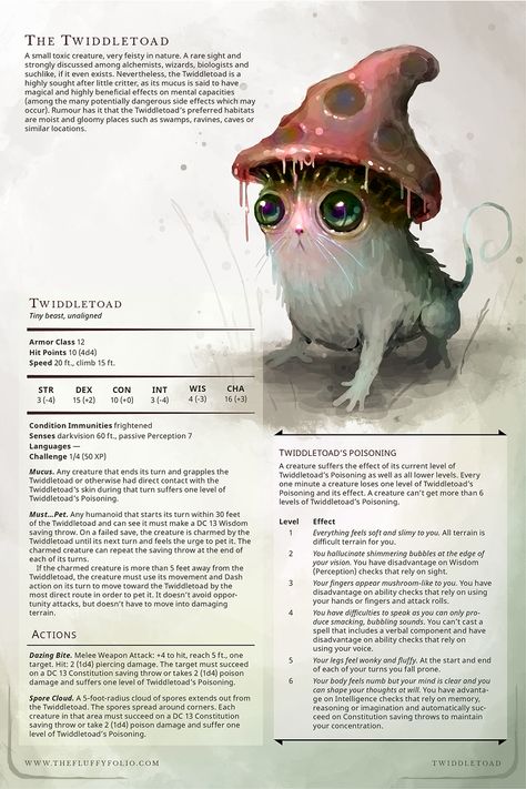 A tiny monster for Dungeons and Dragons including gamepleay rules. Dnd Magical Creatures, Dnd Monsters Concept Art, Own Character Ideas, Unusual Dnd Characters, Dnd Pet Ideas, Dnd 5e Items, Familiar Dnd 5e, Wizard Familiar, Vegepygmy Dnd