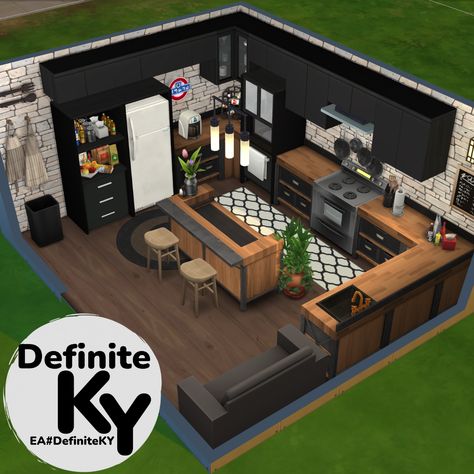 Sims House Kitchen, Sims 4 Houses Kitchens, Base Game Sims 4 Kitchen, Sims 4 Base Game House Interior, Sims 4 Kitchen Ideas No Cc Base Game, Sims 4 Inside House Ideas, Sims 4 Large Kitchen Ideas, Sims 4 Room Ideas No Cc Base Game, Sims Base Game House Interior