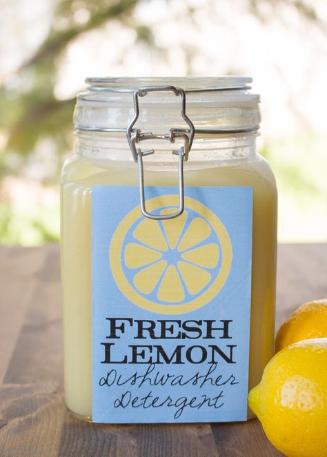 Fresh Lemon Homemade Dishwasher Detergent - Bren Did Clean Burnt Pots, Wine Stain Remover, Homemade Dishwasher Detergent, Homemade Fabric Softener, Detergent Recipe, Deep Cleaning Hacks, Vinegar Cleaning, Diy Cleaners, Cleaning Recipes