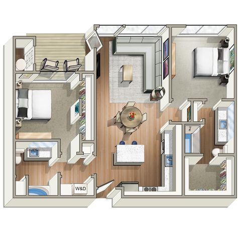 Apartment Complex Floor Plan, Denver Apartments, 2 Bedroom Floor Plans, Bedroom Floor Plans, High Line, Apartment Complexes, Bedroom Flooring, Denver Co, Luxury Apartments