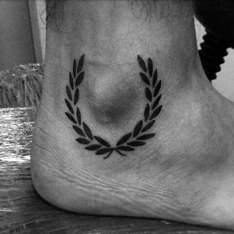 Laurel Wreath Tattoo, Ankle Tattoo Men, Wreath Tattoo, Best Leg Tattoos, Ankle Tattoo Designs, Ankle Tattoos, Foot Tattoos For Women, Tattoos For Women Flowers, Leg Tattoo Men