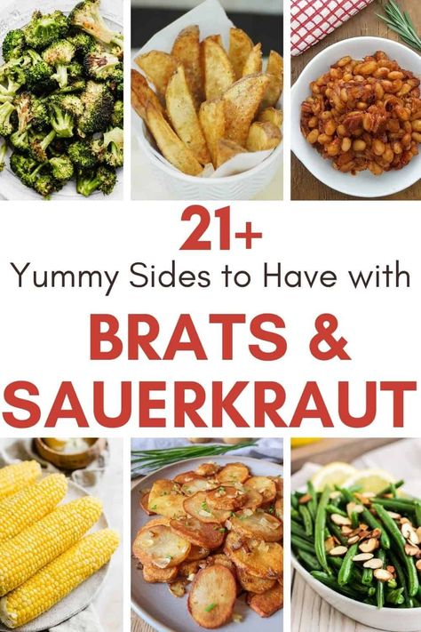 As you’re planning your picnic or delicious dinner tonight, try making one of these sides to serve with brats and sauerkraut. Sauerkraut Pasta, German Fried Potatoes, Brats And Sauerkraut, Brats Recipe, Creamy Pasta Primavera, Brats Recipes, Roasted Red Potatoes, Popular Side Dishes, Fruit Salad Easy