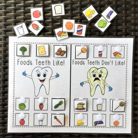 MATCH the Foods Teeth Like and Don't Like Activity Dental - Etsy España Health Vocabulary, Apple Soda, Dental Health Preschool, Animals And Their Homes, Science Cat, Tooth Brushing, February Activity, Matching Pictures, Food Cards