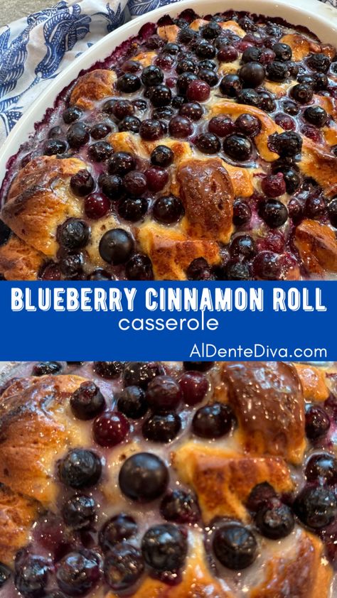 Blueberry Cinnamon Roll Casserole, Canned Cinnamon Rolls, Blueberry Cinnamon Rolls, Easy To Make Recipes, Oven Baked Bacon, Cinnamon Roll Casserole, Recipes For The Whole Family, Easy To Make Breakfast, Blueberry Breakfast