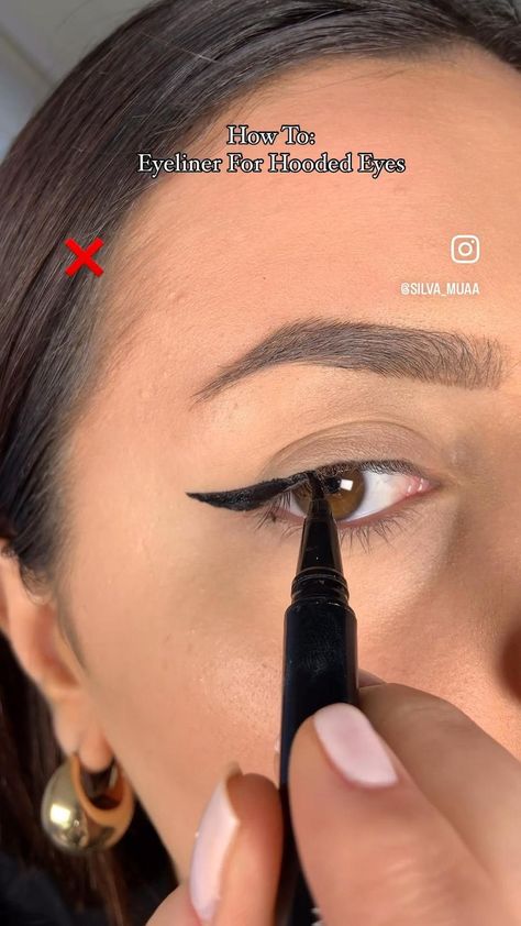 helloween nails How To Do Smoky Eyes, 2024 Eyeliner Trends, Eyes Liner Styles, Hooded Eyes Aesthetic, Makeup Eyeliner Ideas, Easy Eyeliner Ideas, Eyeliner Styles Aesthetic, Makeup Ideas Hooded Eyes, Eyeliner Tutorial Hooded Eyes