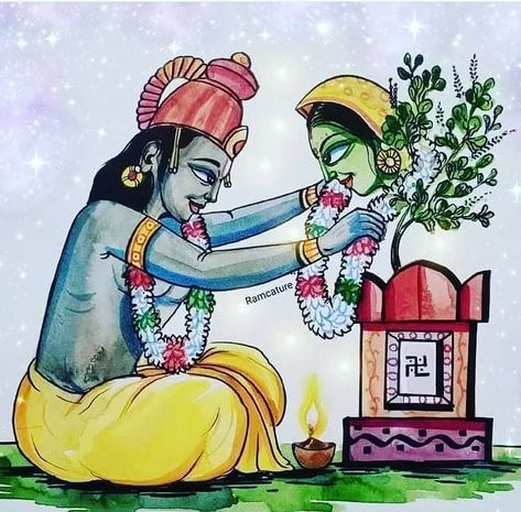 Radha And Krishna, Tulsi Vivah, Krishna Avatar, Madhubani Paintings, Krishna Drawing, Buddha Art Painting, Big Rangoli Designs, Radha Krishna Wallpaper, Beautiful Art Paintings