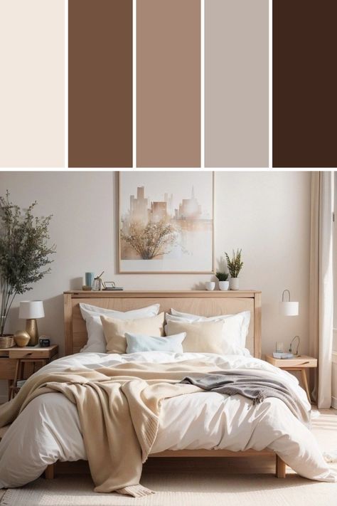 Earthy Neutral Color Palette, Taupe Color Schemes, Bedroom Palette, Taupe Bedroom, Fall Bedroom Ideas, Inviting Bedroom, Earthy Bedroom, Bedroom Colour Palette, Cozy Fall Bedroom