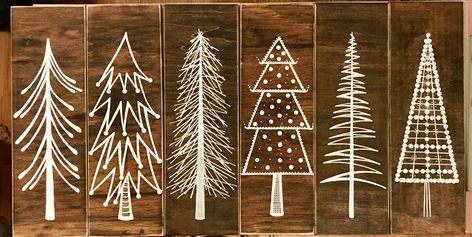 Christmas Paintings On Wood, Diy Christmas Pictures, Ideas Decoracion Navidad, Paintings On Wood, Diy Christmas Paintings, Ornaments Homemade, Christmas Tree Painting, Wood Christmas Tree, Homemade Diy