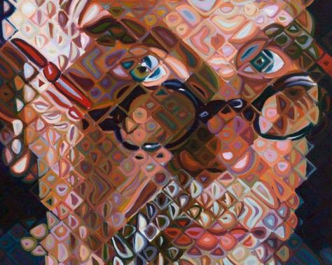 delineation through pixelization Chuck Close Paintings, Chuck Close Portraits, Chuck Close, Artist Quotes, Weird Shapes, Hyperrealism, Elements Of Art, Painting Style, Portrait Art