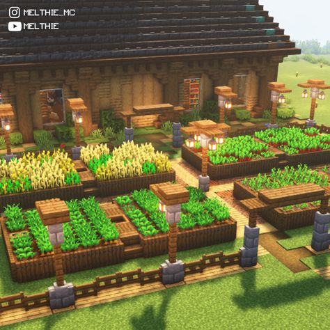 Farm Field Minecraft, Minecraft Crop Ideas, Minecraft Fields, Minecraft Aqueduct, Minecraft Crops Ideas, Minecraft Field Ideas, Minecraft Field, Minecraft Crop Farm Ideas, Minecraft Farm Ideas Crops