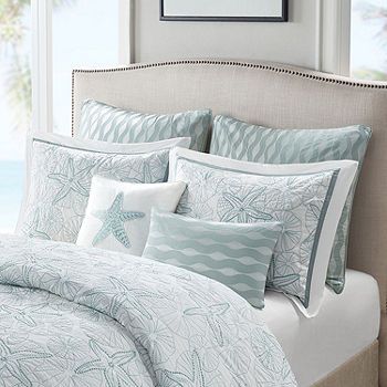 Harbor House Maya Bay Oblong Decorative Pillow, Color: Blue - JCPenney Florida Bedroom, Beachy Bedroom, Cotton Comforter Set, Blue Comforter Sets, Maya Bay, Seafoam Blue, Blue Pillows Decorative, Harbor House, Koh Chang