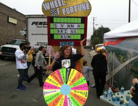 Wheel of Fortune Runner Wheel Of Fortune Costume, Wheel Of Fortune Costume Diy, Wheel Of Fortune Trunk Or Treat, Wheel Of Fortune Party Decorations, Trunk Or Treat Wheel Of Fortune, Prom Games Ideas, Wheel Of Fortune Decorations, Post Prom Games, Wheel Of Fortune Parade Float