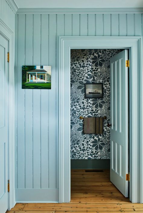 Panelling Styles, Colorful Entryway Ideas, Tutor House, Marthe Armitage, Hendricks Churchill, Orange Door, Cozy Homes, Grey Bathroom, Leaves Wallpaper