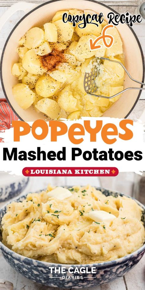 Popeyes Mashed Potatoes, Popeyes Gravy Recipe, Cajun Gravy Recipe, Best Creamy Mashed Potatoes, Cajun Gravy, Popeyes Spicy Chicken Recipe, Mash Potato Dishes, Potatoes Mashed, Delicious Cornbread