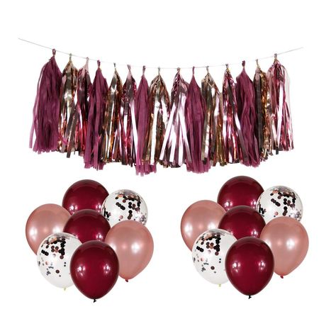 Burgundy Balloons, Gold Graduation Decorations, Burgundy Party, Balloons Decoration, Girls Party Decorations, Rose Gold Decor, Champagne Rose, Gold Confetti Balloons, Rose Gold Confetti