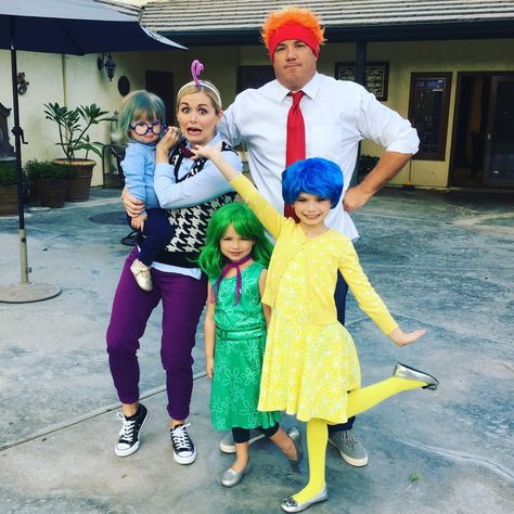 Family Halloween Costumes: Disney Pixar Inside Out Joy, Sadness, Disgust, Anger, & Fear Inside Our Halloween Costume, Inside Out Couple Costume, Inside Out Movie Costumes, Disney Inside Out Costumes, Joy Halloween Costume Diy, Family Inside Out Costumes, Inside Out 2 Costume, Pixar Family Costumes, Inside Out Family Costume Halloween