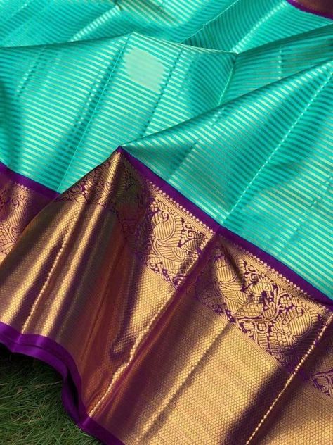 Manavarai Saree, Bride Sarees, Saree Color Combinations, South Indian Wedding Saree, Latest Silk Sarees, Kanchi Sarees, Blue Silk Saree, Kanjivaram Sarees Silk, Lehenga Saree Design