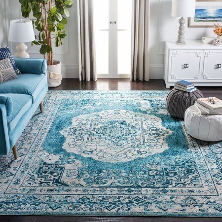 (paid link) Shop living room Rugs. The perfect rug to complement any living room. Huge choice of designs, colours & sizes. Living Room Turquoise, Teal Rug, Teal Area Rug, Medallion Rug, Vintage Area Rugs, Dark Teal, Traditional Area Rugs, Indoor Rugs, Online Home Decor Stores