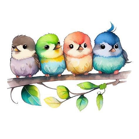 Bird Clipart, Cartoon Birds, Beg Tangan, Spring Birds, Funny Birds, Colorful Bird, Bird Drawings, Watercolor Bird, Colorful Birds