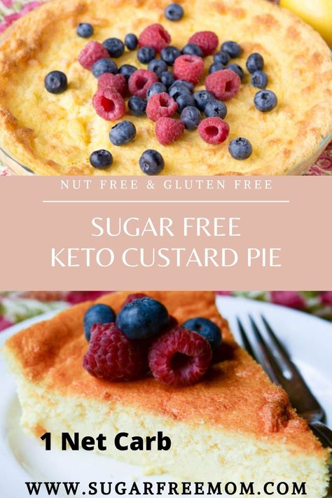 Sugar Free Low Carb Desserts, Lemon Custard Pie, Sugar Free Pie, Custard Pie Recipe, The Boiled Egg Diet, Keto Gluten Free, Egg Diet Plan, Sugar Free Recipes Desserts, Sugar Free Pudding