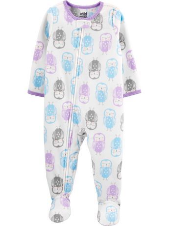 Buy Child of Mine made by Carter's Girls Blanket Fleece - owl from Walmart Canada. Shop for more Toddler Girls Sleepwear available online at Walmart.ca Baby Leotard, Owl White, Baby Footie Pajamas, Sleeper Pajamas, Owl Blanket, Blanket Sleeper, Climbing Clothes, Warm Pajamas