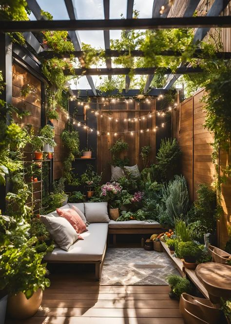 25 Tiny Backyard Ideas For A Cozy Outdoor Oasis Small Long Patio Ideas, Tiny Backyard Ideas, Side Yard Ideas, Backyard Aesthetic, Deck Cover, Tiny Backyard, Small Fire Pit, Tiny Garden, Homestead Gardens