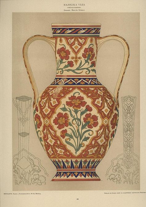 Design sheet - design for ornamental vase | Museum of Applied Arts Collection Database Antique Vase Drawing, Vase Pattern Design, Vintage Vase Illustration, Ornamentation Design, Vase Design Painted, Flowers In Vase Drawing, Vase Art Drawing, Spanish Vase, Vase Design Ideas